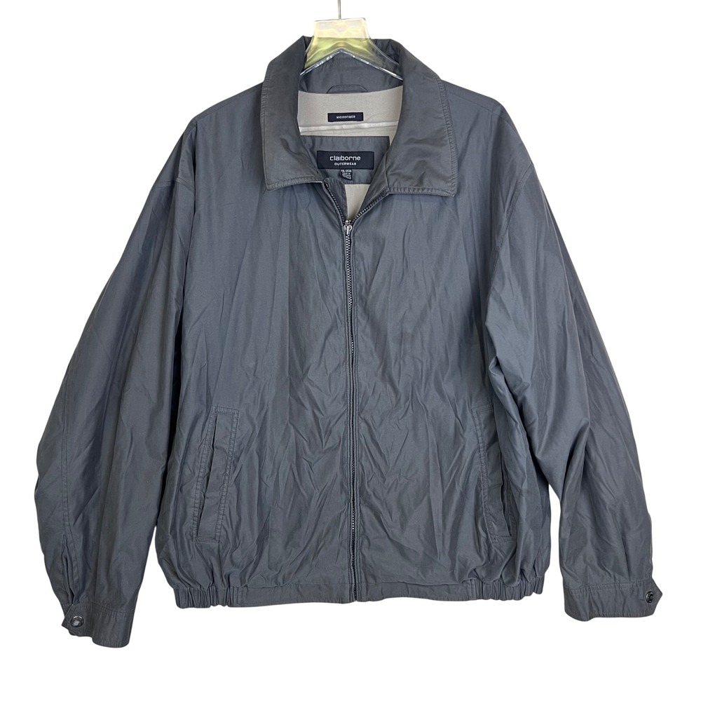 Vtg Claiborne Mens Jacket XXL Full Zip Casual Outerwear Microfiber